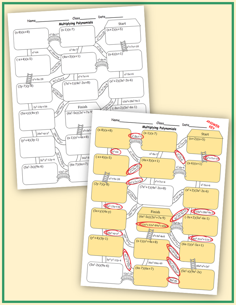 Multiplying Polynomials Maze Teaching Resources