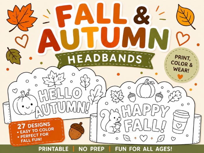 Fall & Autumn Headbands | Printable Coloring Crowns