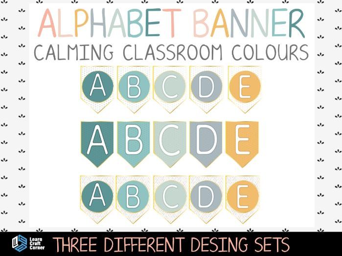 Calming Classroom Colours Alphabet Banner – 3 Designs & 2 Sizes