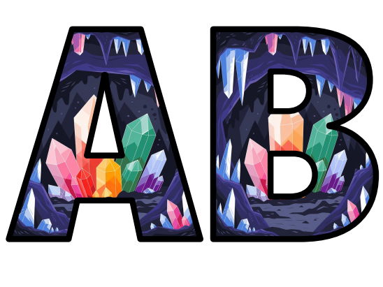Crystal Cavern Cave Mining Diamonds Colorful Lettering Set Display ...