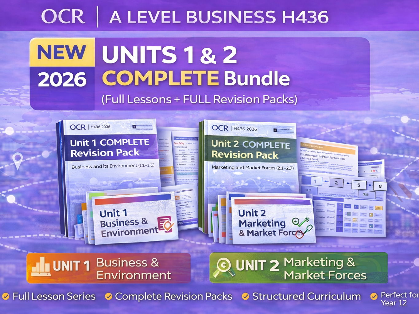 NEW 2026 OCR A Level Business H436 – Units 1 & 2 COMPLETE Bundle (Full Lessons + FULL Revision Packs)