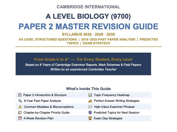 CIE A level Biology Paper 2 Master Revision Guide I Full Analysis of Past Paper 2 from 2018 - 2025