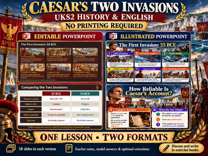 Caesar's Two Invasions Editable + Illustrated PPTs