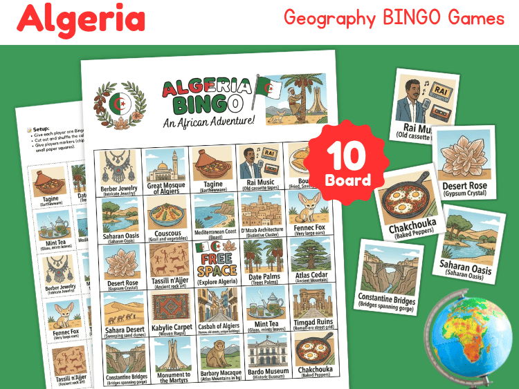Algeria Geography Bingo Game | Country Study & Culture Activity