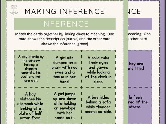 Year 3 Inference Matching Cards