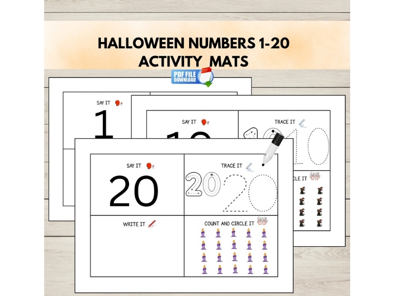 Hallowen Numbers 1-20 Activity Boards | EYFS Maths | Counting, Tracing & Number Words**