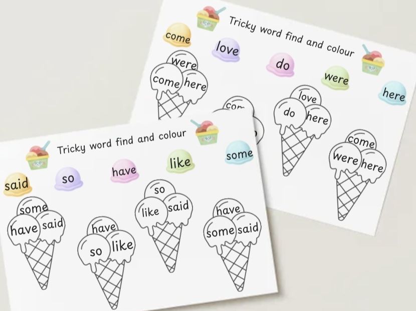 Phase 4 tricky word find and colour