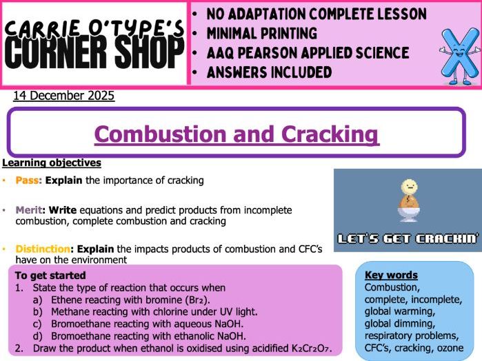 Combustion and Cracking - AAQ Pearson Applied Science