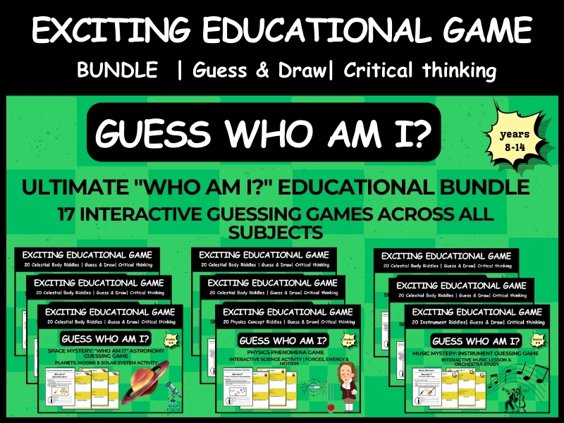 Ultimate "Who Am I?" Educational Bundle: 12 Interactive Guessing Games Across All Subjects