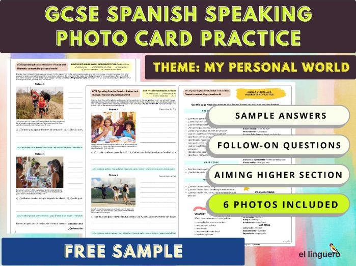 GCSE Spanish Speaking Photo Card Practice - FREE