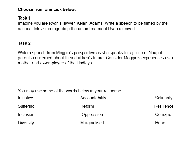 Noughts and Crosses Transactional Writing Task Exam with whole class feedback