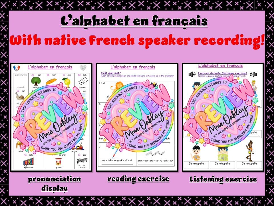 L'alphabet en français | French alphabet | Display | Listening and Reading exercises