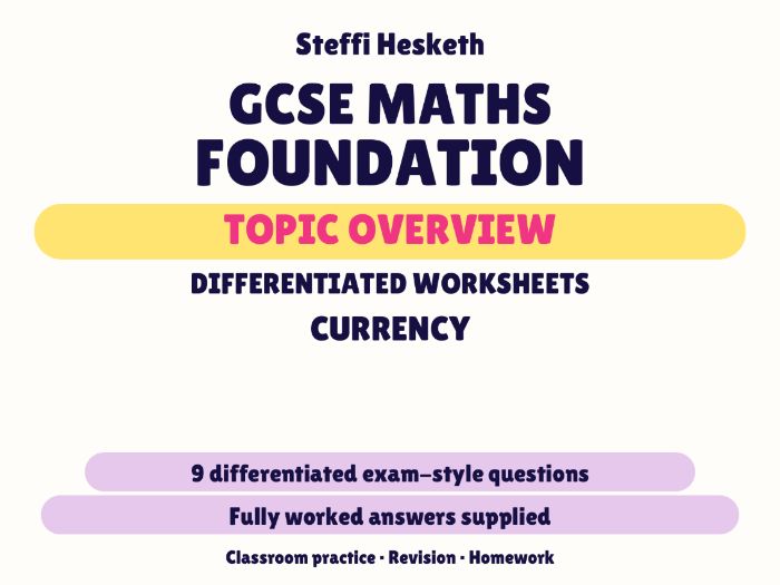 GCSE Foundation Currency | Topic Overview Differentiated Worksheet