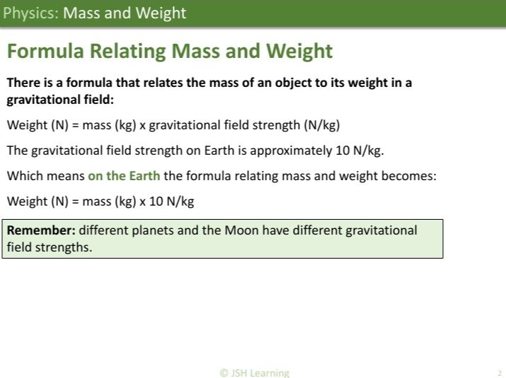 KS3 Physics: Mass and Weight