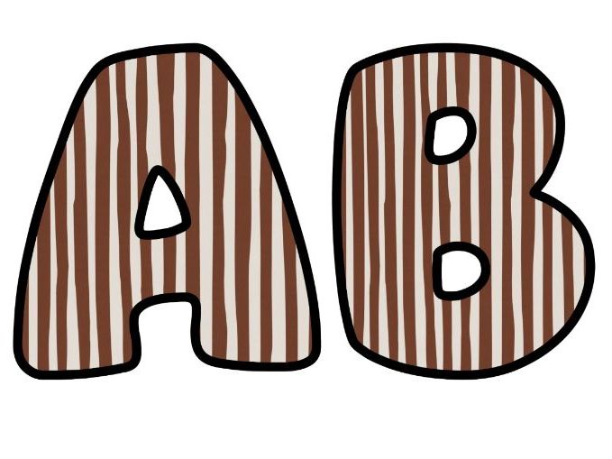 Thin Brown Stripes Alphabet Letters | Classroom Bulletin Board Display, A-Z 0-9 and Signs
