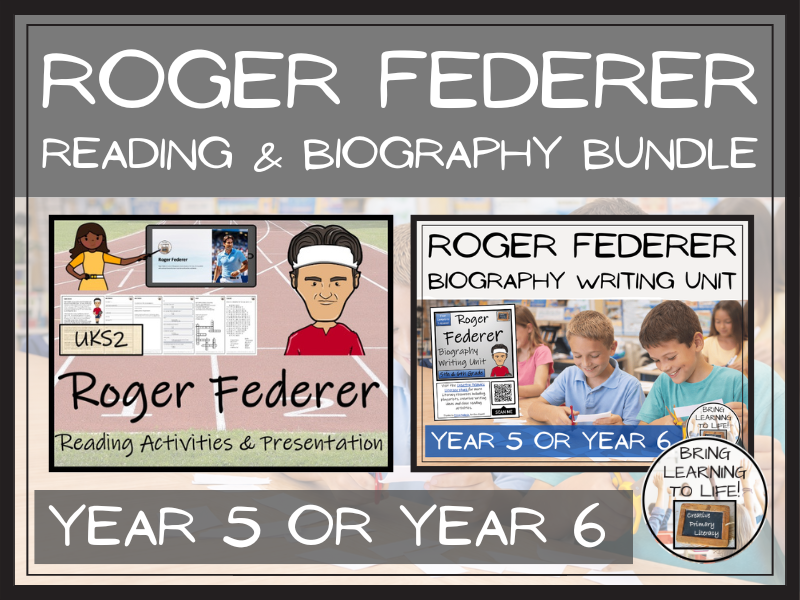 Roger Federer Reading Comprehension and Biography Bundle | UKS2