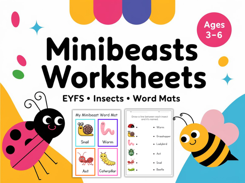 Minibeasts Worksheets EYFS| Insects Word Mats
