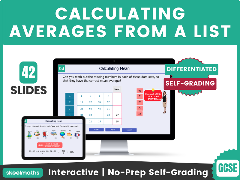 Calculating Averages - GCSE (1-9) Digital Maths Lesson and Activities