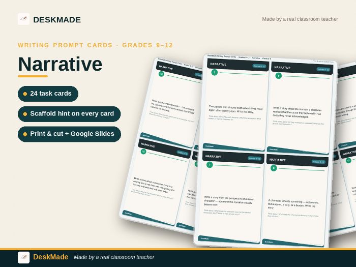 Narrative Writing Prompt Cards | Grades 9–12 | IB DP