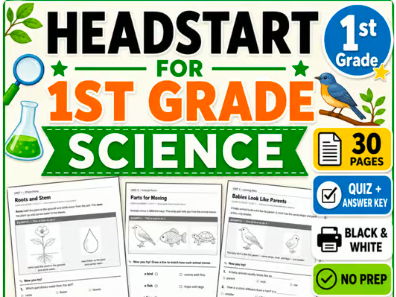 1st Grade Science Workbook with Quiz