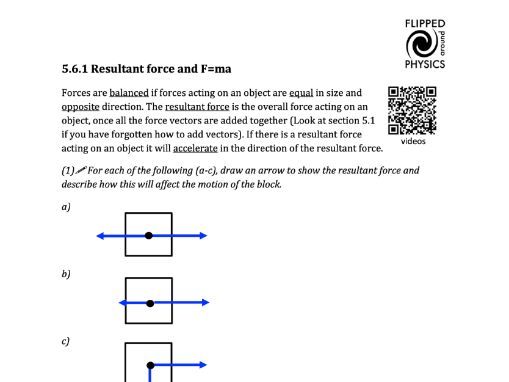 Resultant force and F=ma
