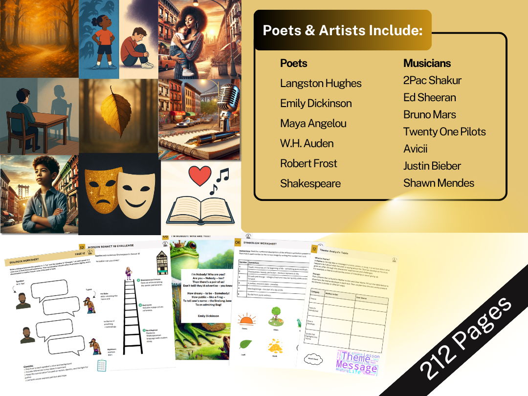 Poetry & Music Bundle - 9 Engaging Poem and Song Comparisons - No Prep - ELA
