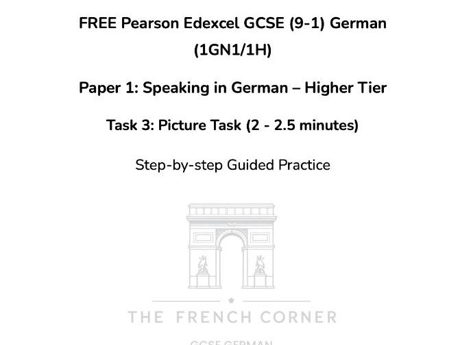 FREE Pearson Edexcel GCSE German (1GN1/1H) – Speaking Task 3: Picture Task - Higher Tier