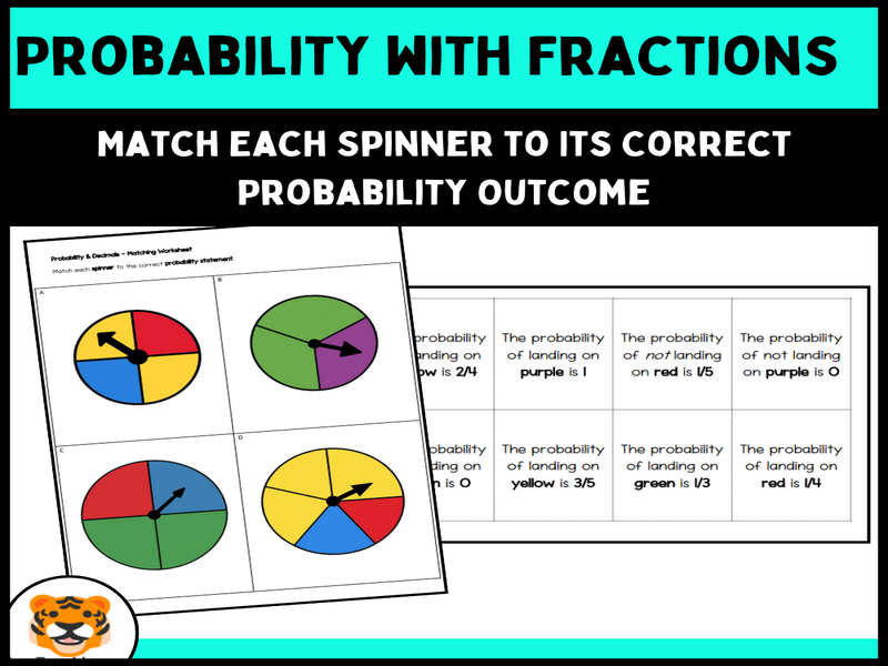 Probability Spinner Worksheet | Matching Fractions to Outcomes | KS2–KS3 & Functional Skills Maths