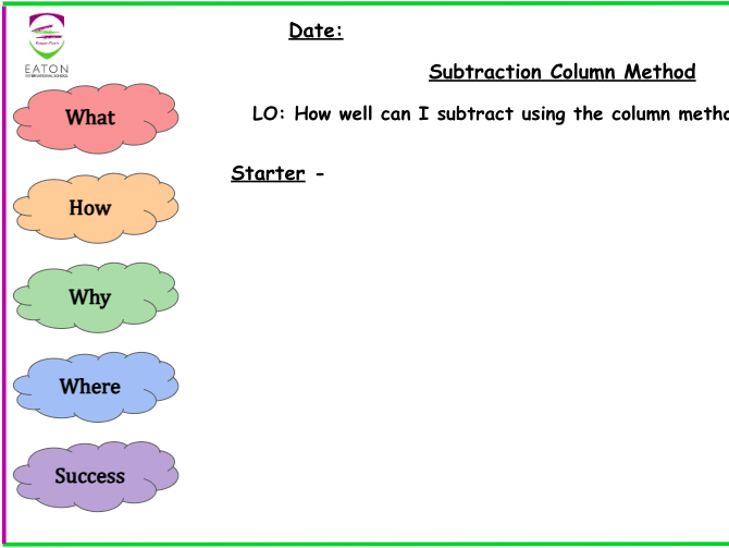 Primary - Subtraction Column Method