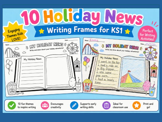 10 Holiday News Writing Frames KS1