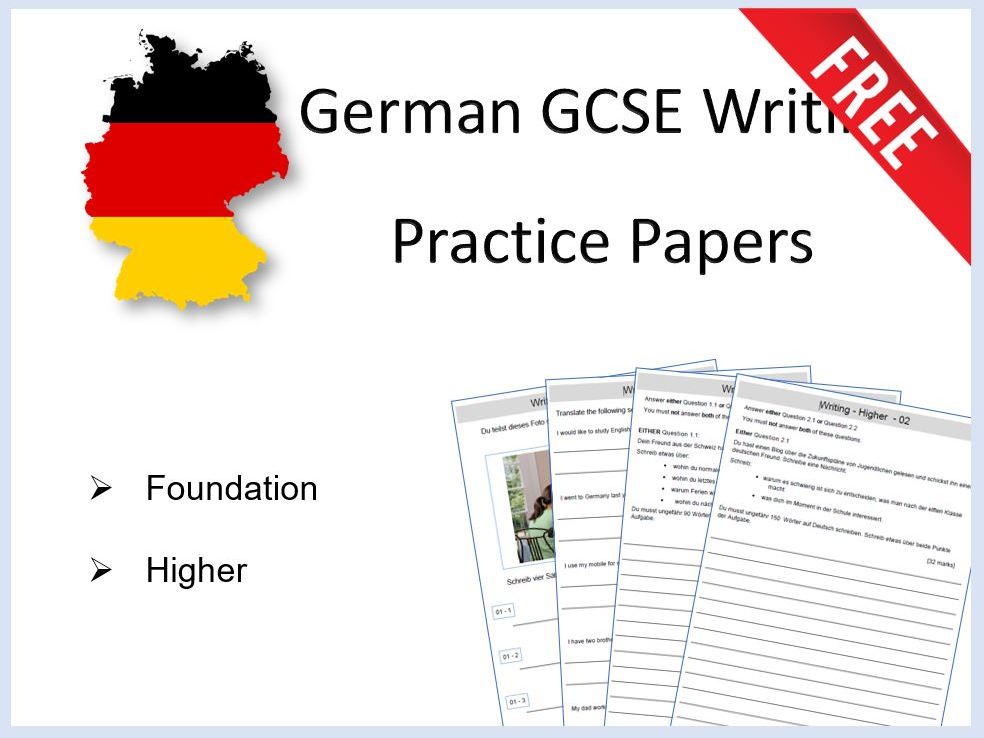 German GCSE Practice Papers Writing Foundation + Higher Teaching