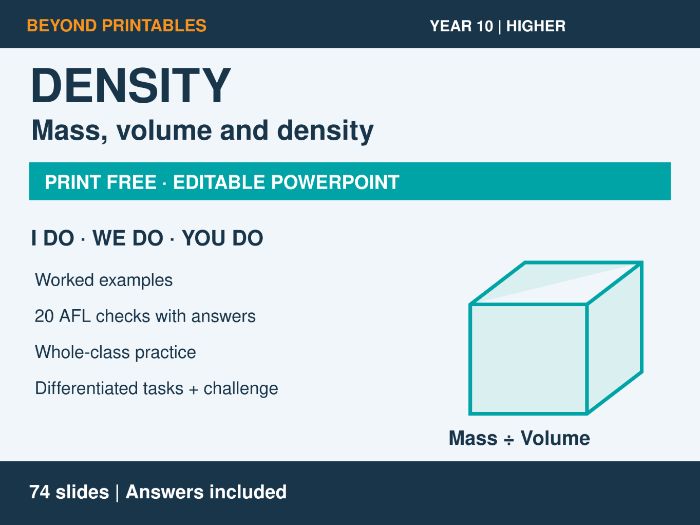 Density | I Do, We Do, You Do | Year 10 Maths Higher | Print Free