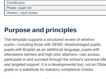Whole School Inclusion/SEND audit Document