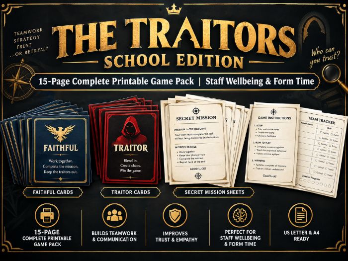 The Traitors School Edition Game | Staff Wellbeing & Team Building Activity Pack