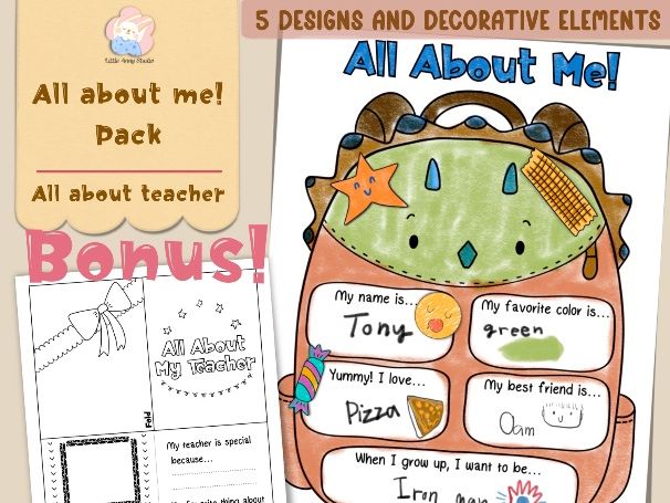 Back to School All About Me Pack (Student & Teacher Pages)