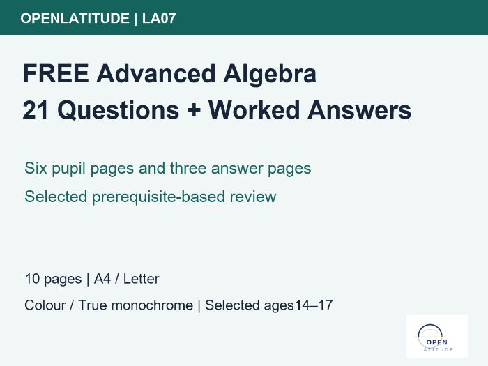 FREE Advanced Algebra: 21 Questions and Answers
