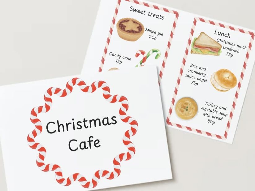 Christmas cafe role play set up