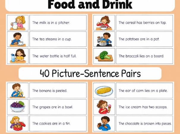 Food and Drink | First Sentences | Grades 1-2
