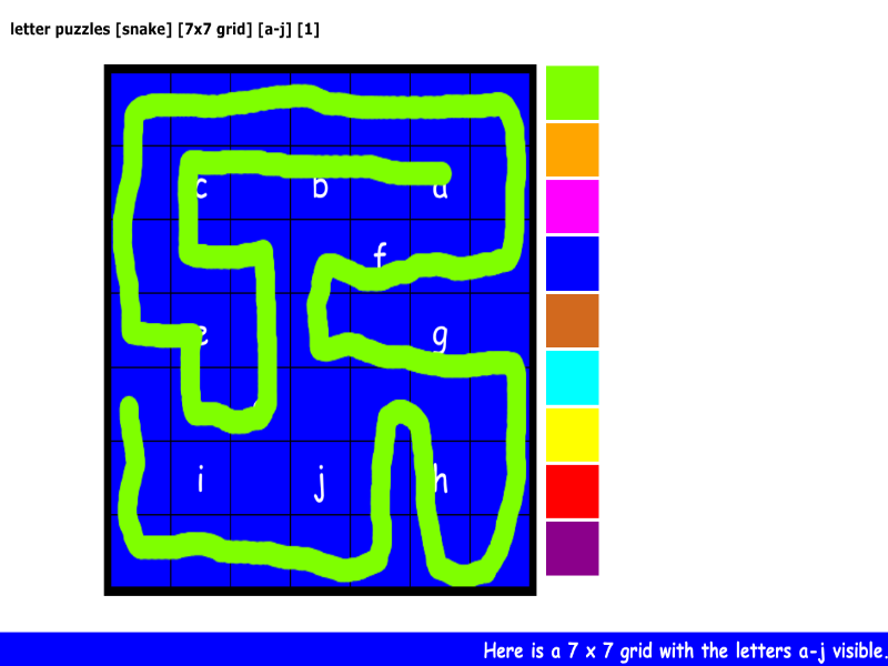 letter puzzles [snake] [7x7 grid] [a-g] [1]
