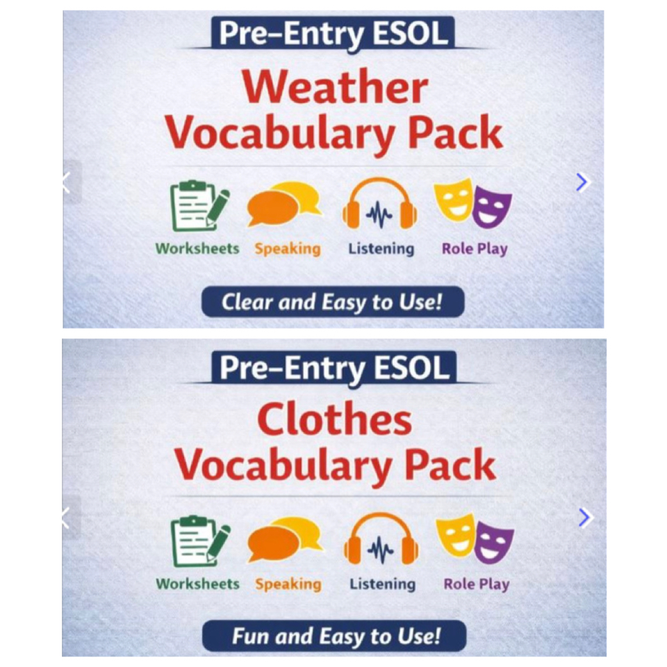Pre-Entry Adult ESOL Vocabulary Bundle – Weather & Clothes (Listening and Speaking)