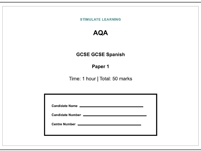 AQA GCSE Spanish Reading Past Paper NEW SPEC