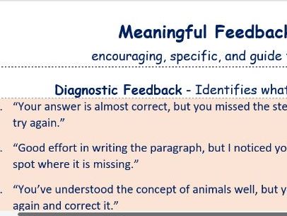 Meaningful Classroom Feedback Comments