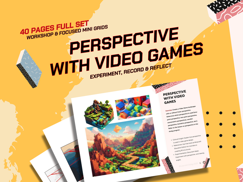 Video Games Perspective Art Workshop | KS3 KS4 GCSE | Middle & High School | 3D Layout