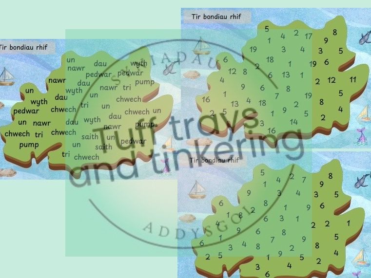 number bond island tir bondiau rhif Curriculum for Wales Early Years PS1 addysg Cymraeg