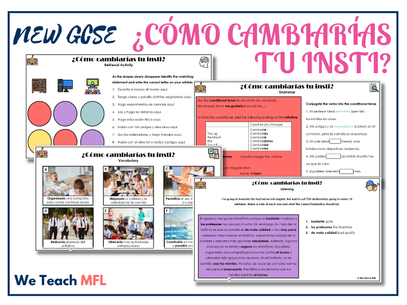 New GCSE - ¿Cómo Cambiarías Tu Insti? Complete Unit Pack