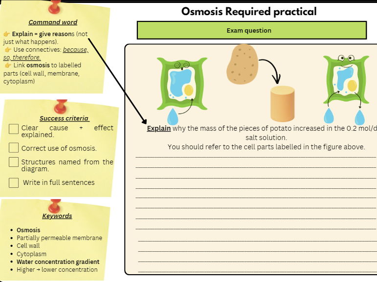 GCSE Biology Required Practical: Osmosis Differentiated Worksheets