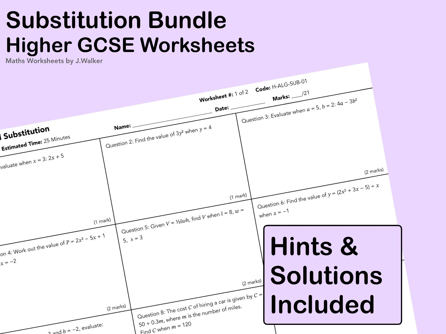 GCSE Maths: Substitution Bundle - Higher Tier