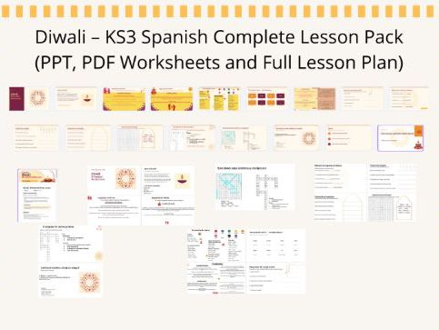 Diwali KS3 Spanish Complete Lesson Pack PPT, PDF Worksheets, Lesson Plan