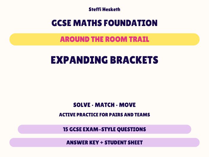 GCSE Foundation Maths Expanding Brackets | Around the Room Trail