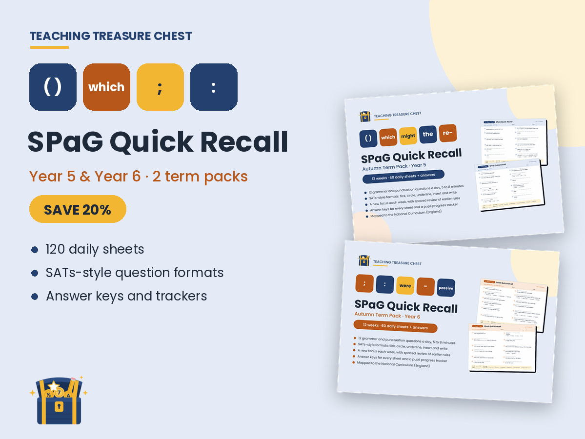 Year 5 & 6 SPaG Quick Recall Bundle: Two 12-Week Packs